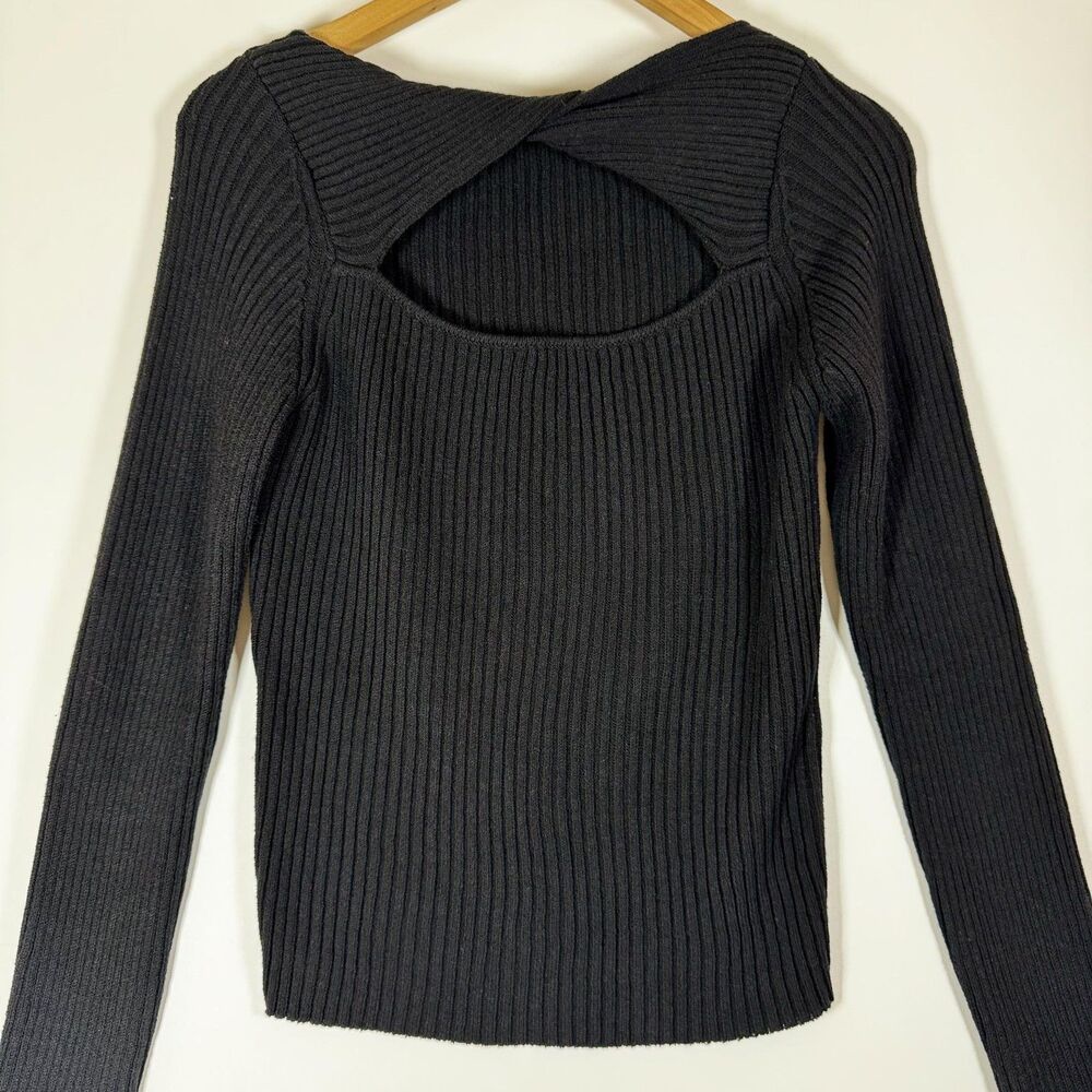 ASTR The Label Sweater Womens Large Black Ribbed Knit Long Sleeve‎ Pullover